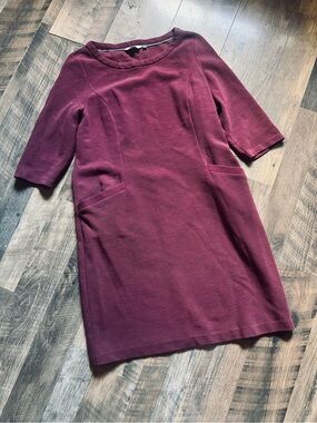 Boden Burgundy Ribbed Dress with Pockets
